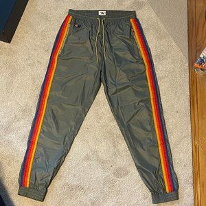 Aviator Nation Mens/Unisex 4 Stripe Wind Pant in Grey NWT